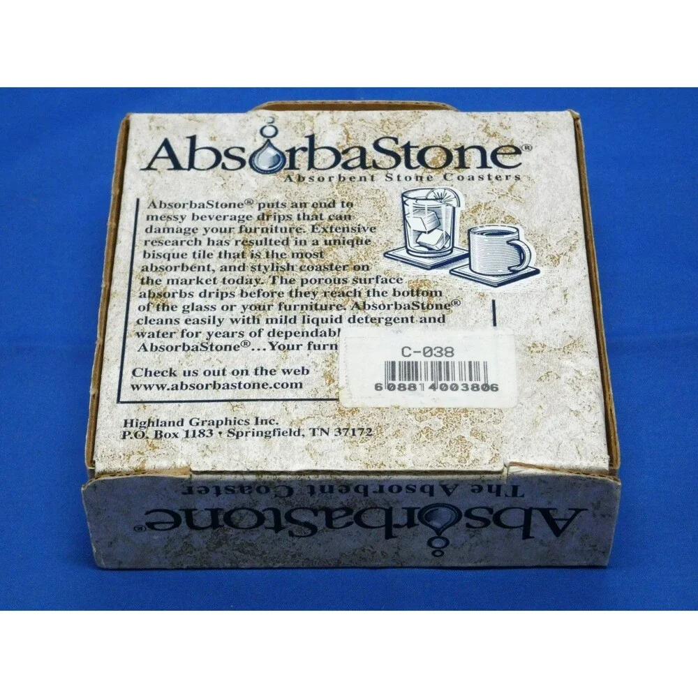 AbsorbaStone Absorbent Stone Coasters Patchwork Rooster Set Of 4 in Box Triplett